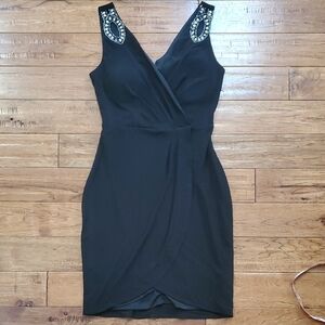 Guess Black Sleeveless V-Neck Sheath Mini Dress